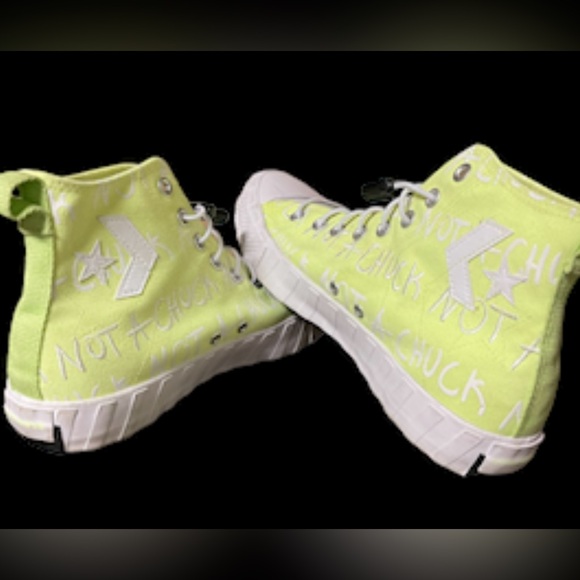 Converse Shoes Not A Chuck All Star High Top Neon  Yellow Men 10 / Women 12 - Picture 3 of 11